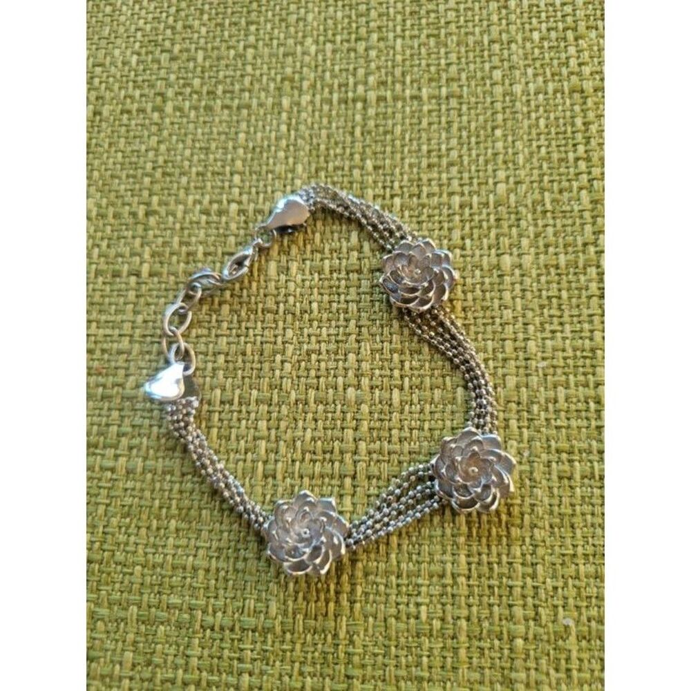 Silver Rose Bracelet Boho Dainty Feminine
